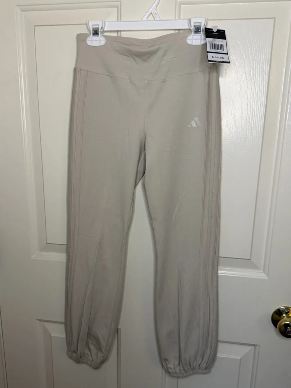 Adidas Girls Natural Beige Tight Fit Joggers Size M 10/12 NWT AK10481